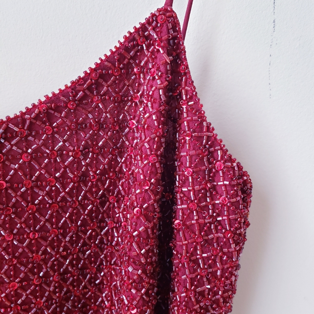 Ann Taylor Red Beaded Sequins Top - Picture 4 of 15